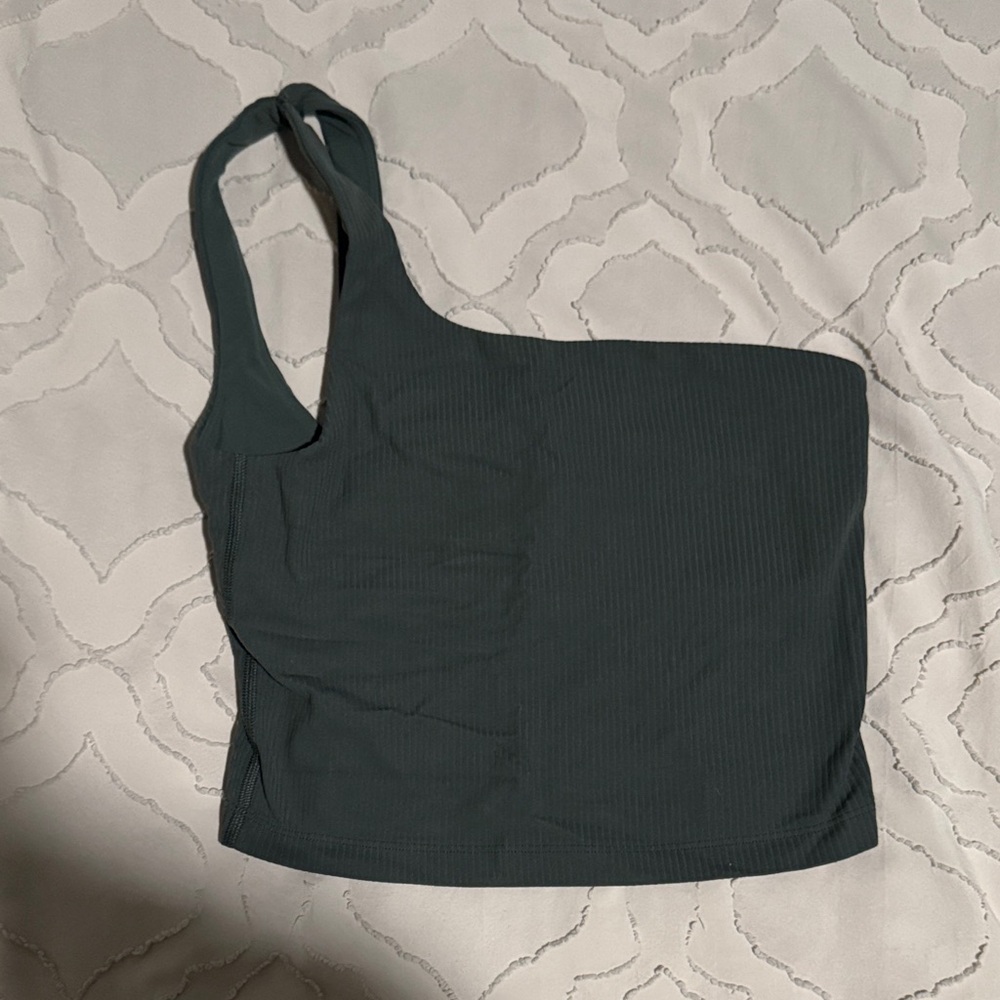 Dark Forest Ribbed Asymmetrical Align Top - Size 4